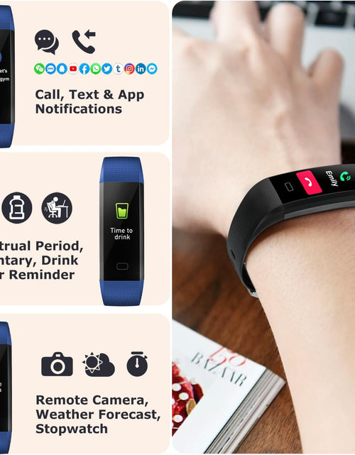 Load image into Gallery viewer, Fitness Tracker with Step Counter/Calories/Stopwatch, Activity Tracker with Heart Rate Monitor, IP68, Health Tracker with Sleep Tracker, Smartwatch, Pedometer Watch for Women Men Kids

